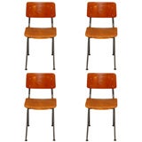 Jean Prouve-Inspired Dutch School Chairs Six Available