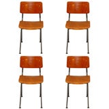 Vintage Jean Prouve-Inspired Dutch School Chairs Six Available