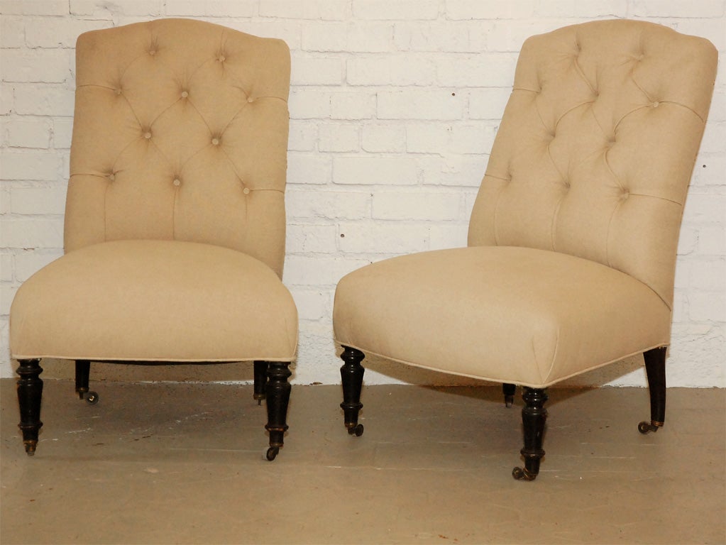 Late 19th Century French Tufted Slipper Chair at 1stDibs