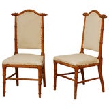 Set of 4 - French Turned Wood Faux Bamboo Style Dining Chairs