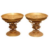 PAIR OF GILT BRONZE AND BRASS TAZZAS