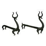 Pair of Iron Andirons by Russell Wright, American 1930s
