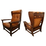 Pair of Italian Craftsman Lounge Chairs attrib. to Frigerio