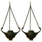 A Pair of Grand Tour Style Bronze Hanging Lamps
