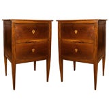 Pair of French Walnut Two Drawer Commodes