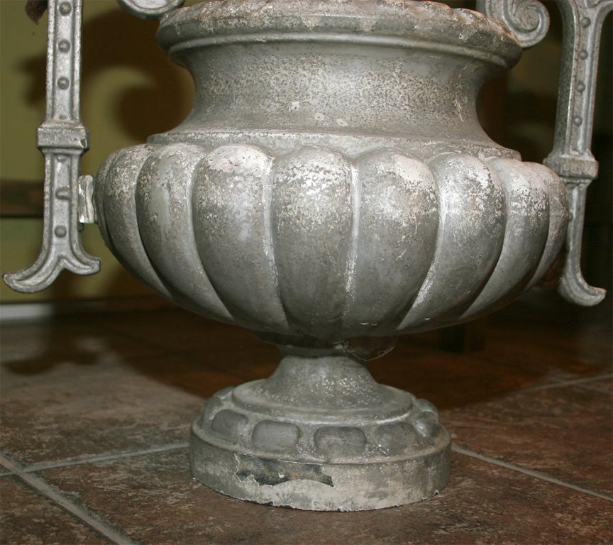 Pair of Cast Iron Urns In Good Condition For Sale In Mt. Kisco, NY