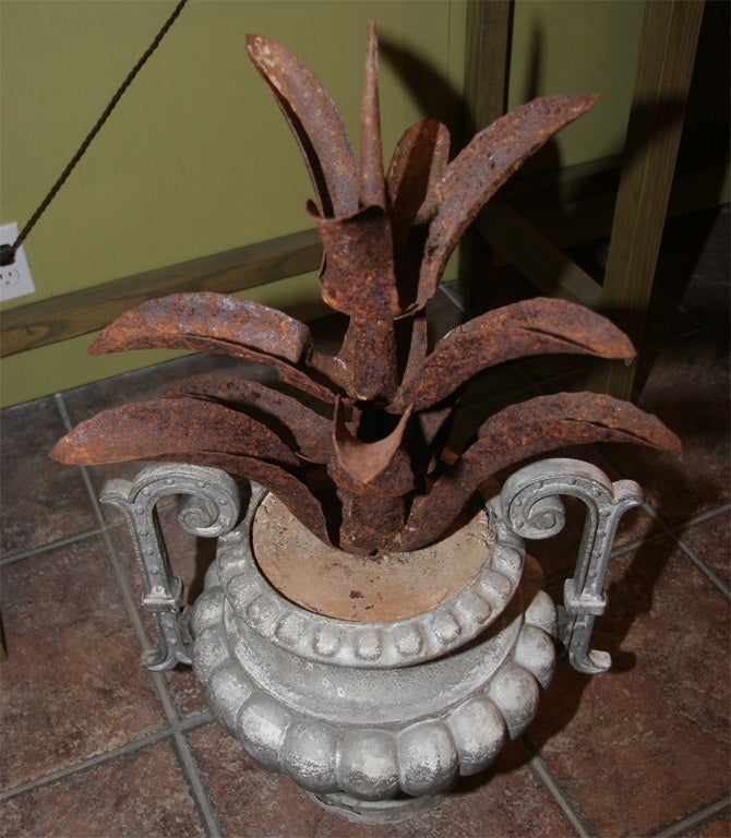 Pair of Cast Iron Urns For Sale 1