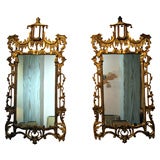 A Pair of Carved and Gilded Chinese Chippendale Style Mirrors