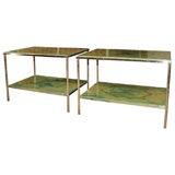 A Pair of Faux Malachite and Silver Plate Etegere Tables, Jansen