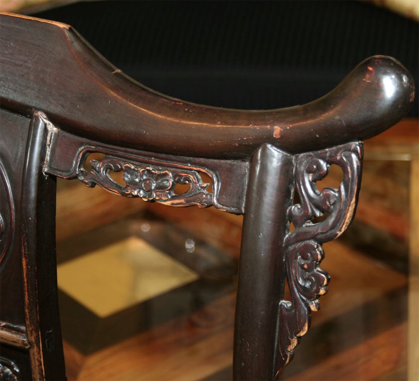 Pair of 19th Century Chinese Elm Armchairs For Sale 3