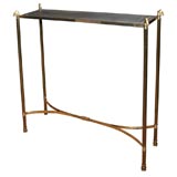 Horse Motif Brass & Leather Console Table