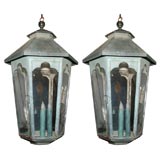 Antique Pair of Large Hall Lanterns