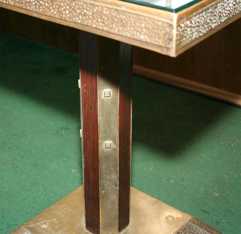 Czech Art Nouveau Wood & Brass Side Table 4