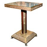 Czech Art Nouveau Wood & Brass Side Table