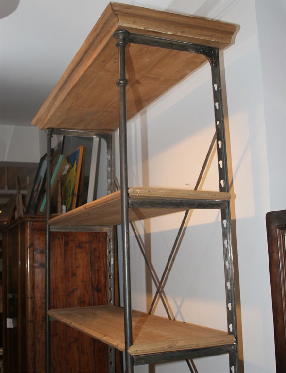 A French metal Altagere with 5 wood Shelves Circa 19th Century.