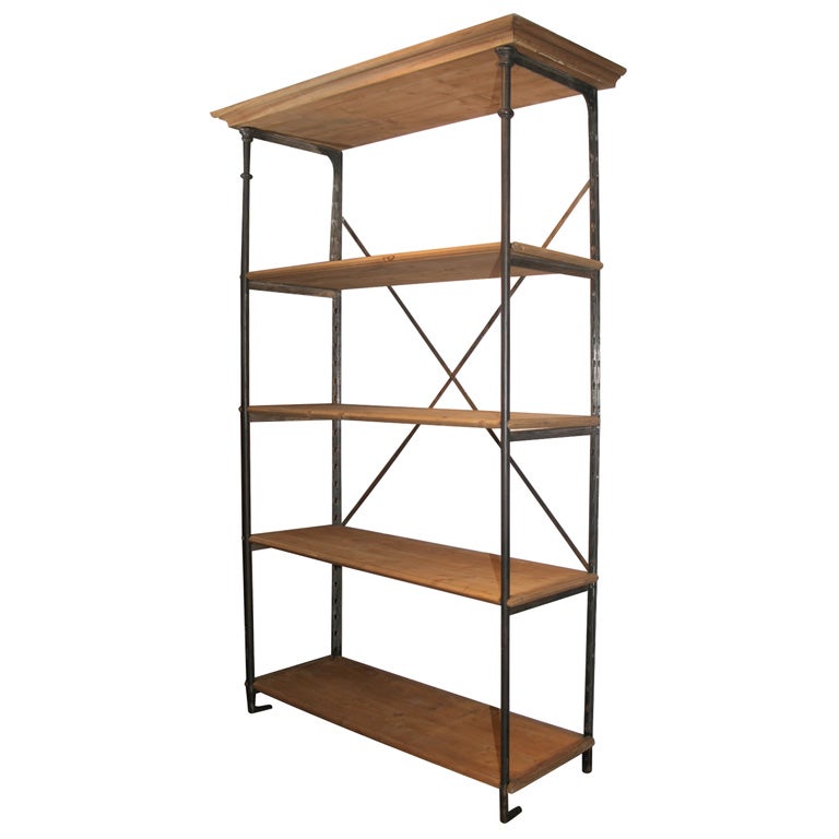 French Metal and Wood Bookcase