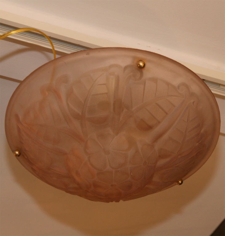 French 1930's pink french deco ceiling fixture