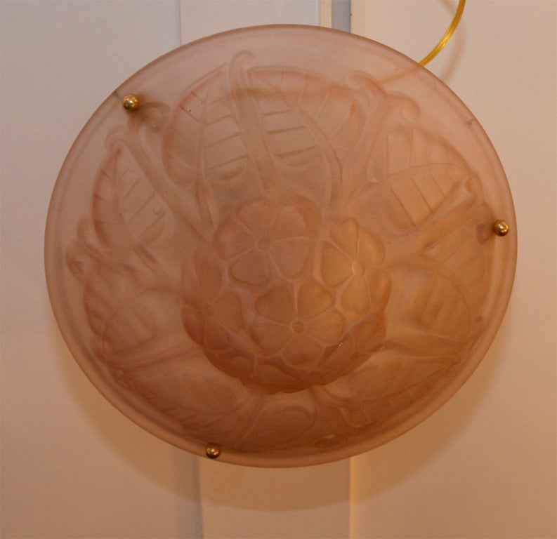 Mid-20th Century 1930's pink french deco ceiling fixture