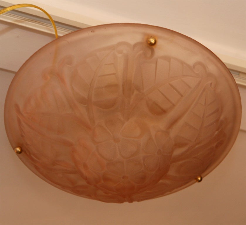 1930's pink french deco ceiling fixture 1