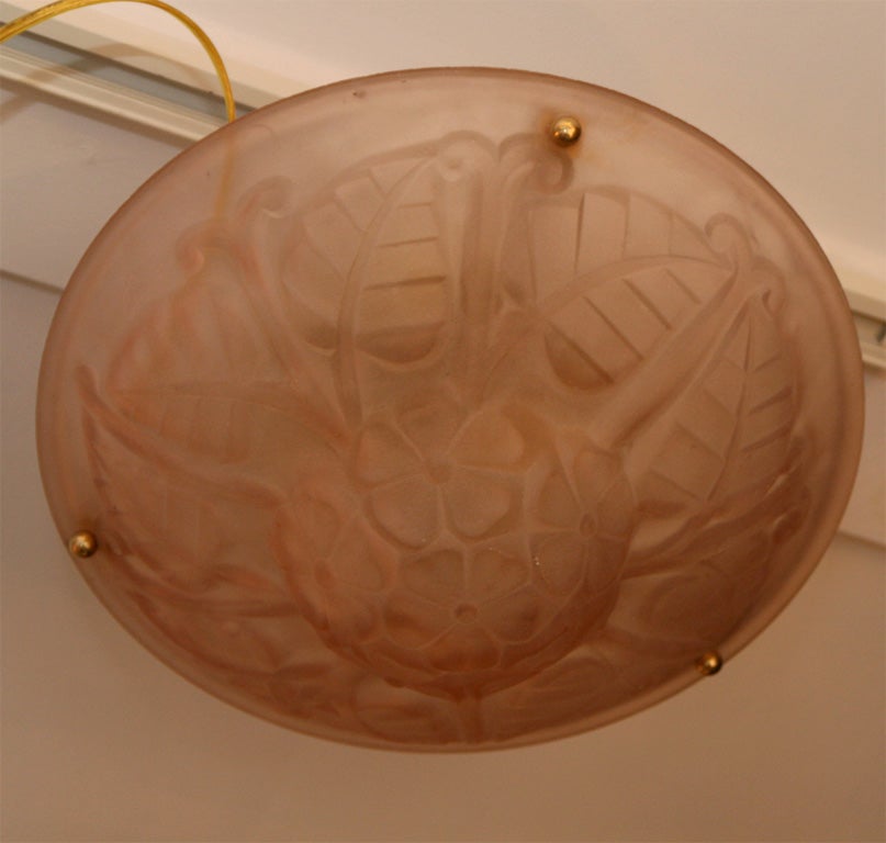 1930's pink french deco ceiling fixture 2