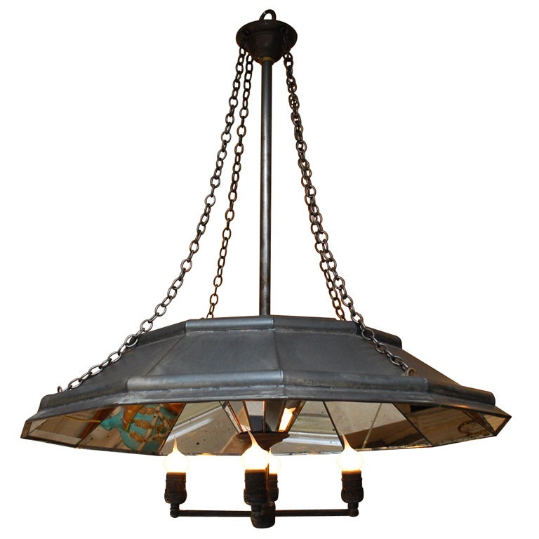 Electrified Gas Light Fixture with Mirrored Reflector Panels