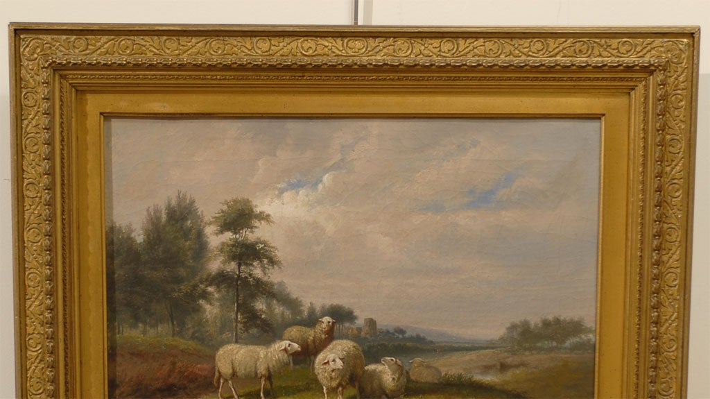 Dutch Pair of  antique sheep oil paintings