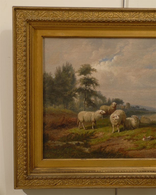 19th Century Pair of  antique sheep oil paintings