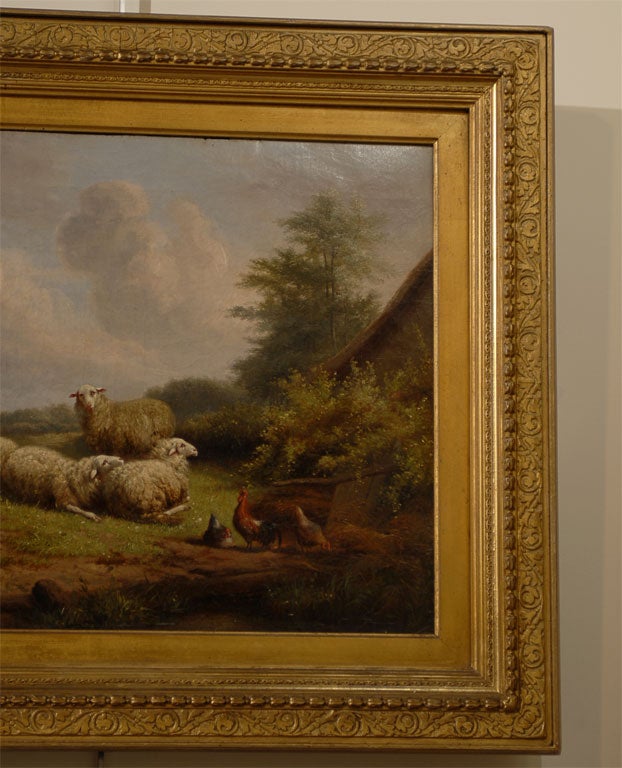 Pair of  antique sheep oil paintings 2