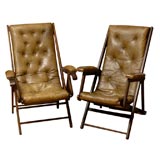 Antique two leather deck chairs