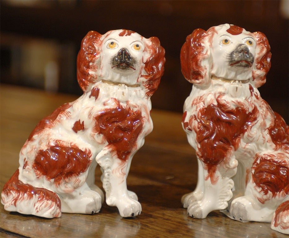 English Pair Staffordshire dogs with seperated front legs