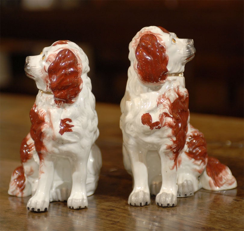 19th Century Pair Staffordshire dogs with seperated front legs