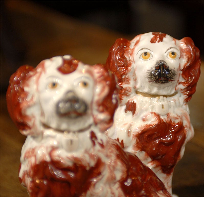 Pair Staffordshire dogs with seperated front legs 3