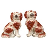 Antique Pair Staffordshire dogs with seperated front legs