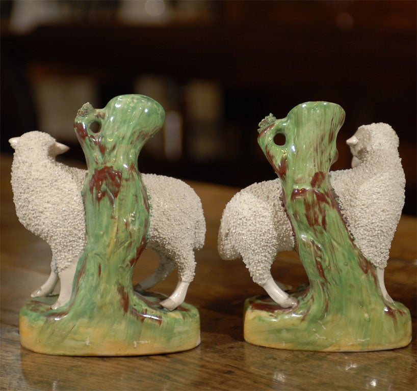 Large Pair of Staffordshire Sheep spills 1