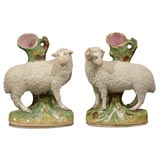 Antique Large Pair of Staffordshire Sheep spills