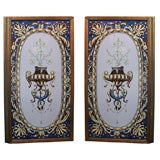 Pair of Turn of the Century Italian Hand Painted Ceramic Tiles