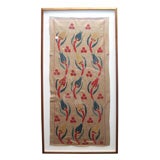 Antique Framed Hand Embroidered Turkish Silk on Silk Tapestry