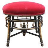 English Victorian Lacquer and Gilt Foot Stool