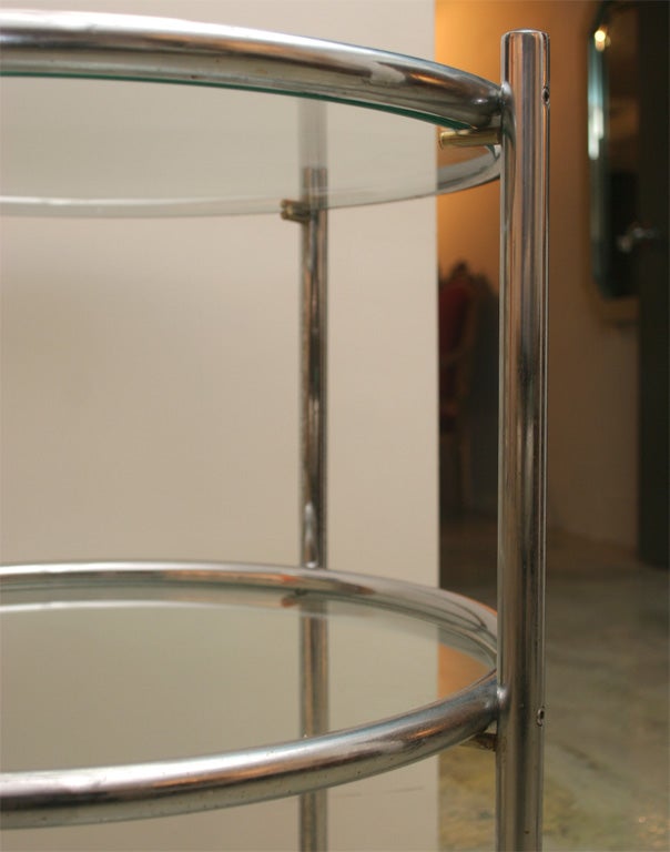 Three Tier Chrome and Glass Round Bar Cart 1