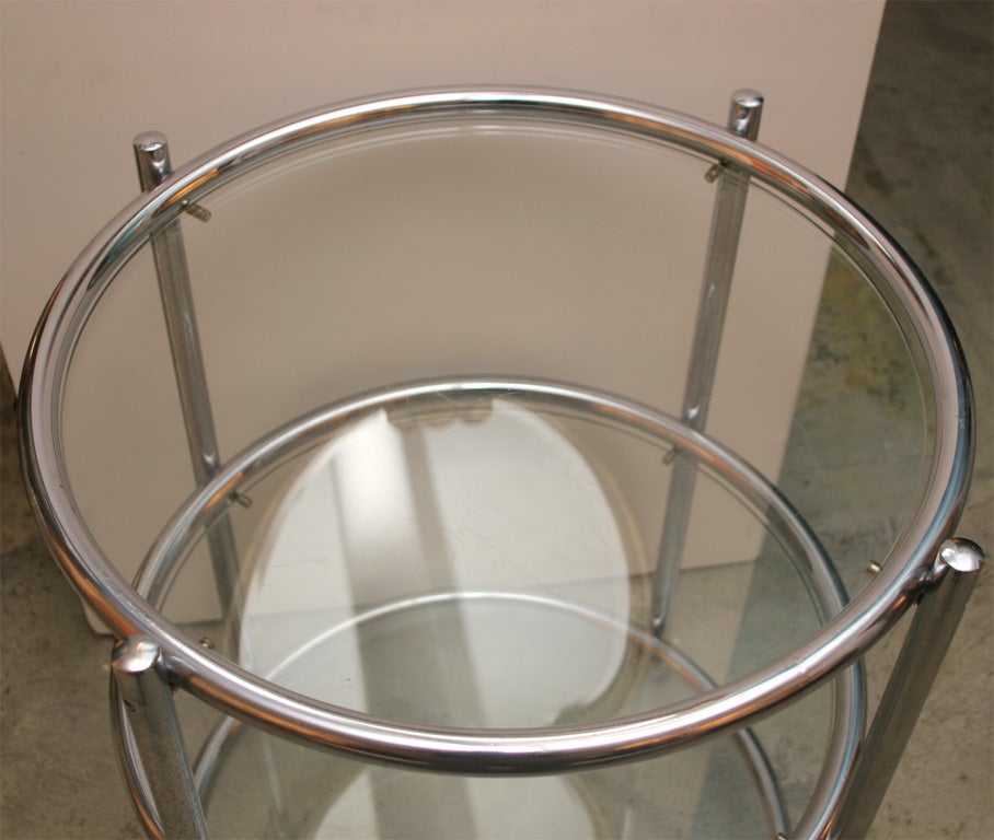 Three Tier Chrome and Glass Round Bar Cart 3