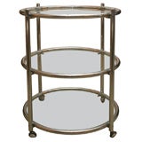 Three Tier Chrome and Glass Round Bar Cart