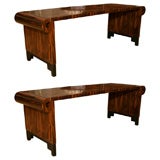 Vintage Pair of Art Deco Style Macassar Ebony Low Tables/Hall Benches