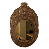 Baroque Style Silvered Metal Repousse Mirror