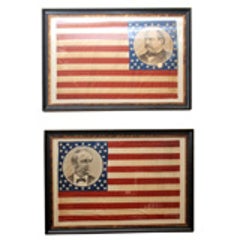 Pair of Framed Campaign Bandannas: Cleveland and Hendricks 9