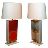 Lampe de table Guéridon avec carreaux en céramique vintage par Roger Capron