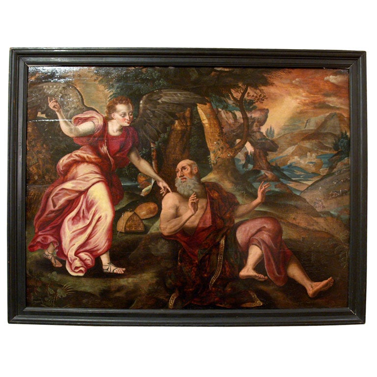 Painting, "Eli and the Angel", Atelier of Frans Floris For Sale