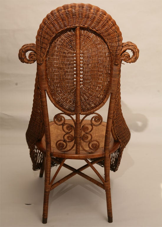 HIGH STYLE VICTORIAN WICKER SIDE CHAIRS In Excellent Condition In Sheffield, MA