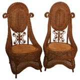 Antique HIGH STYLE VICTORIAN WICKER SIDE CHAIRS