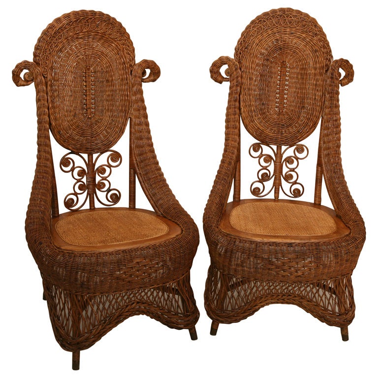 HIGH STYLE VICTORIAN WICKER SIDE CHAIRS