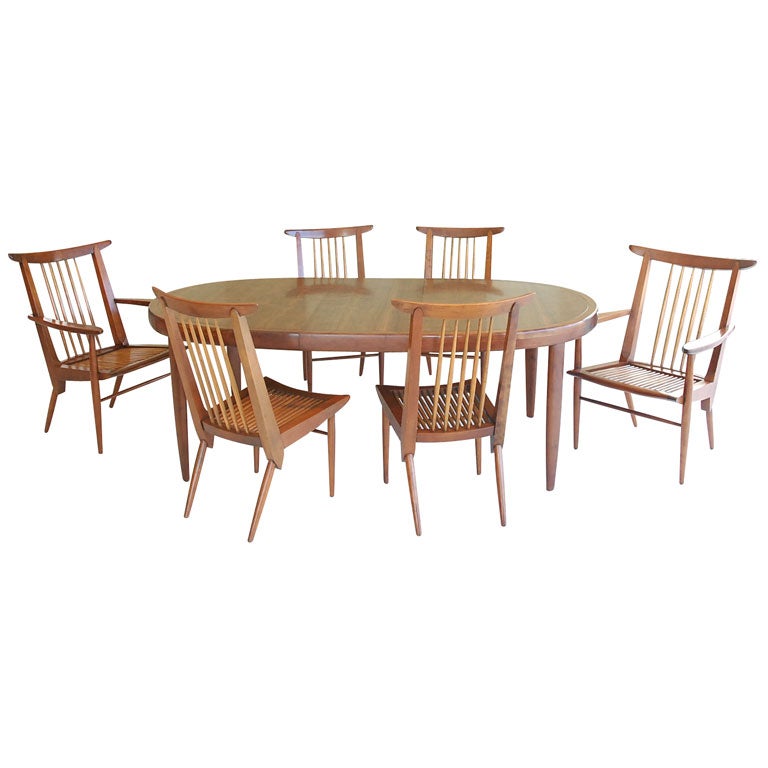 George Nakashima "Sundra" Dining Table and Six Chairs
